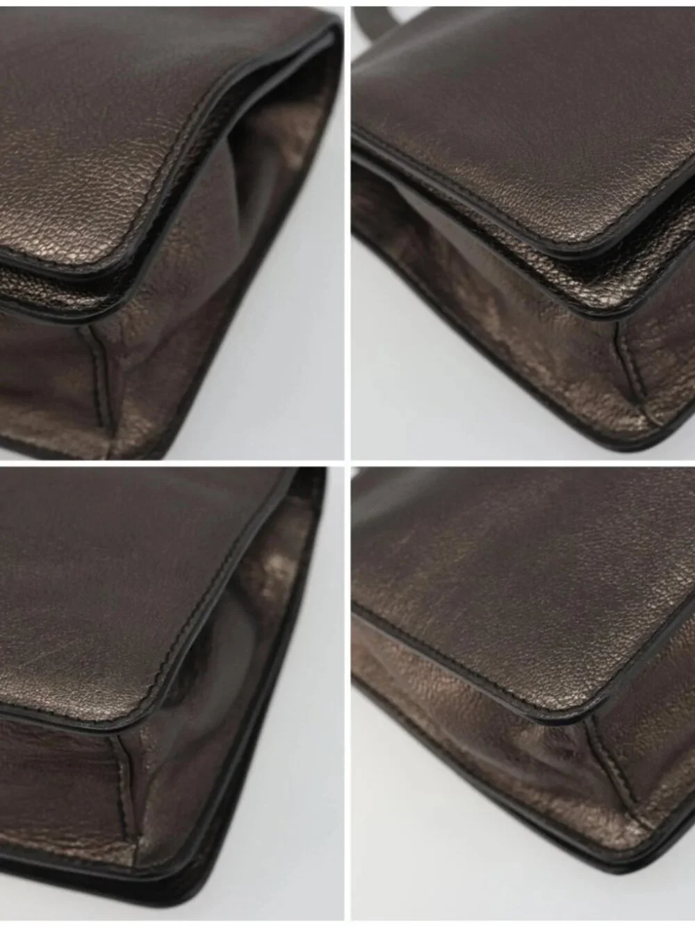 Salvatore Ferragamo Gancini Hand Bag Leather Gray Auth 188730A